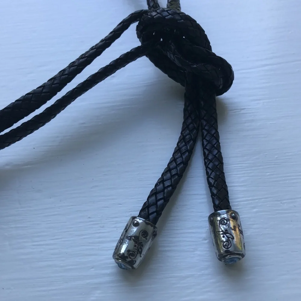 Vintage Y2K Brighton Black Leather Lariat Belt Western Cowgirl Southwest
